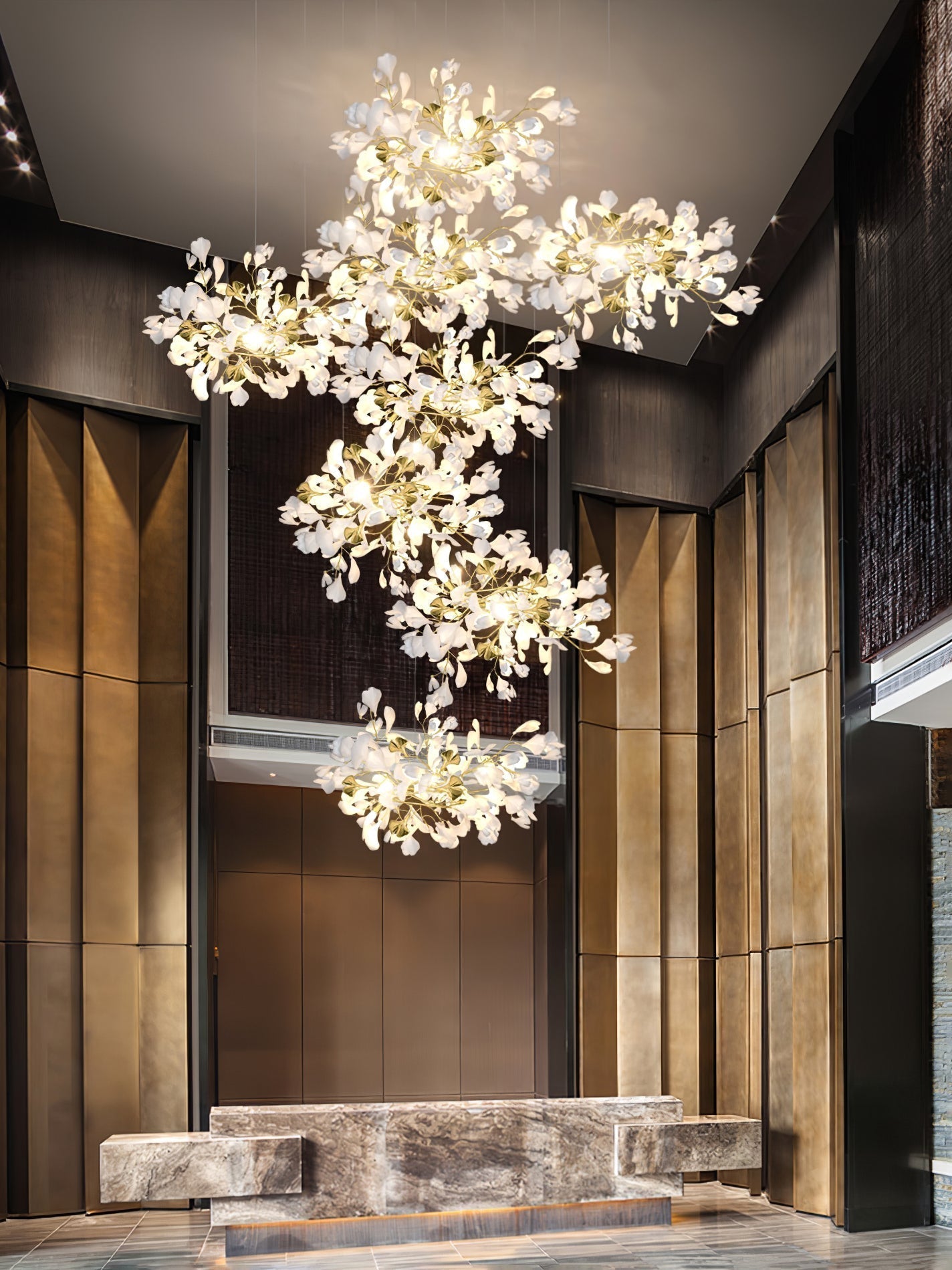 Eurzoris Gingko Metal Leaf Chandelier - Blowlighting