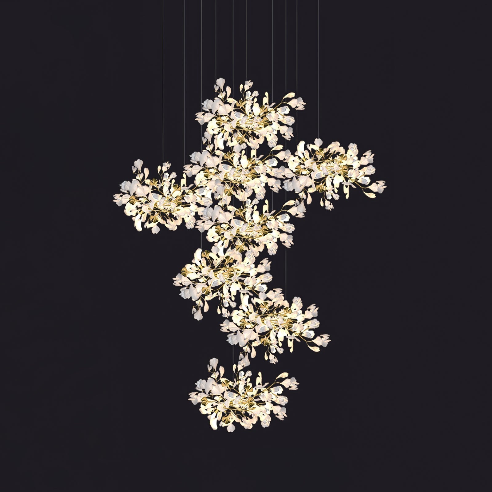 Eurzoris Gingko Metal Leaf Chandelier - Blowlighting