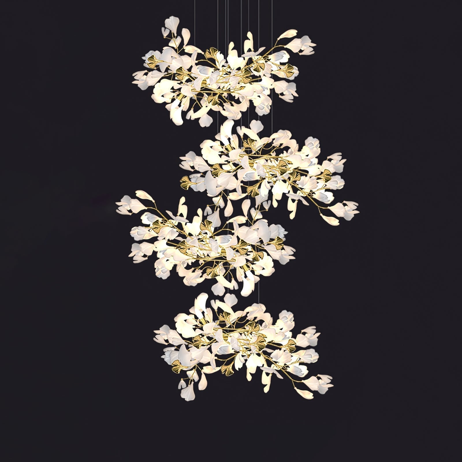 Eurzoris Gingko Metal Leaf Chandelier - Blowlighting