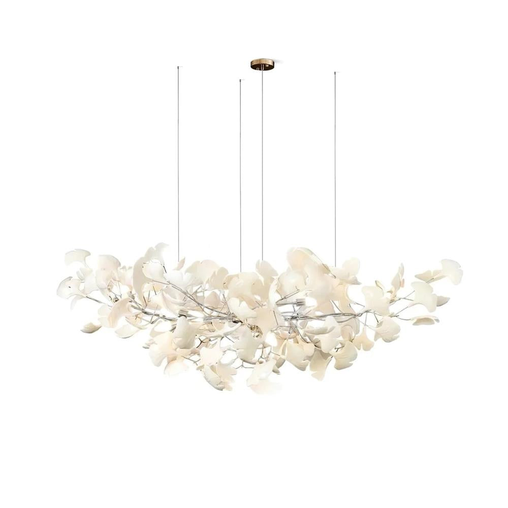 Ginkgo Lustre Céramique Blanche Pétales de Or Art Nouveau Organique - Neutralighting