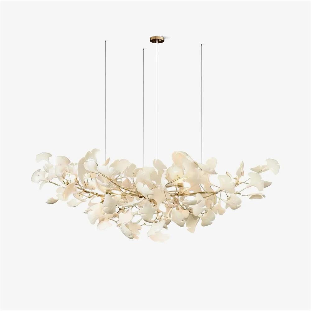 Ginkgo Lustre Céramique Blanche Pétales de Or Art Nouveau Organique - Neutralighting