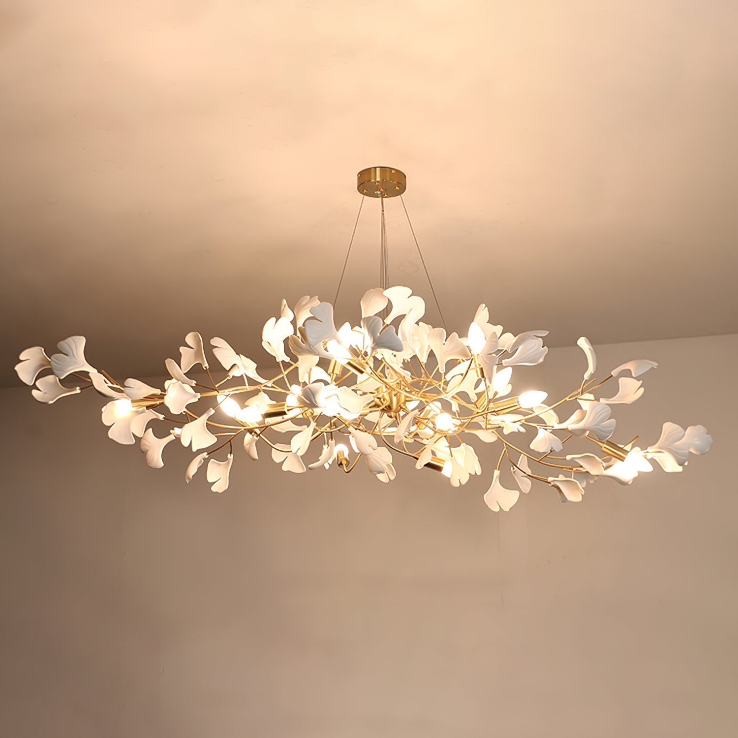 Gingko Lustre Longue Version Porcelaine Nature Inspiré - Neutralighting