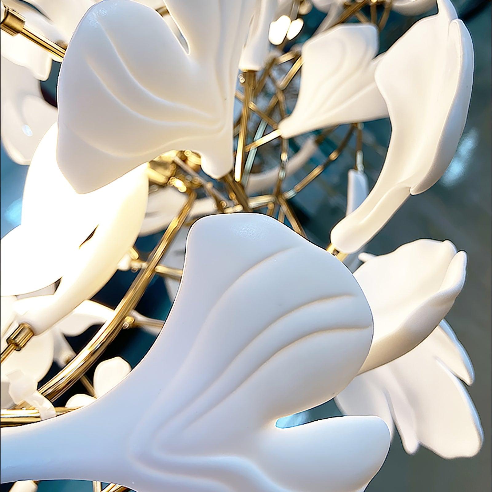 Gingko Lustre Longue Version Porcelaine Nature Inspiré - Neutralighting
