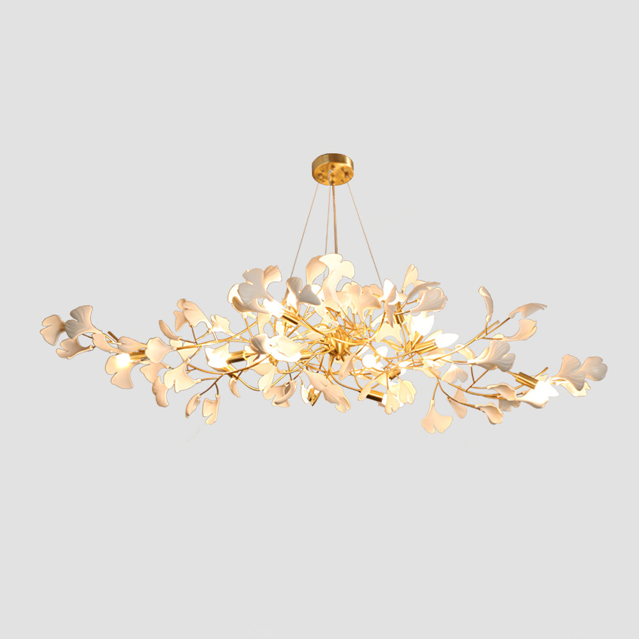 Gingko Lustre Version Longue Porcelaine Branche de Feuille Organique - Neutralighting
