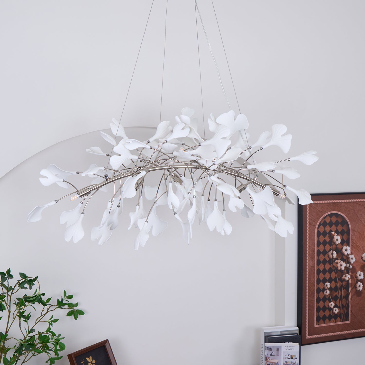 Arux Lustre Ginkgo Art Déco Courbé Vers le Bas