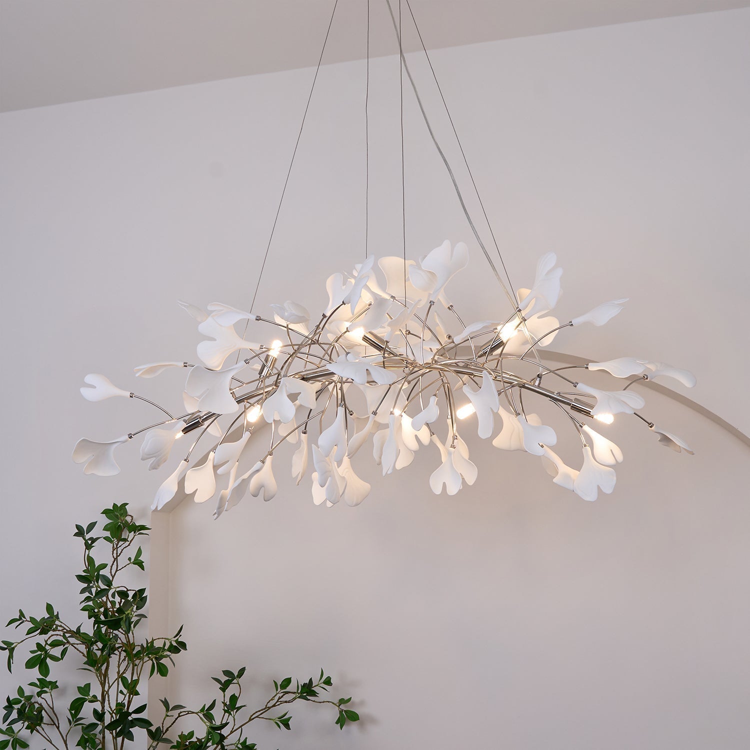 Arux Lustre Ginkgo Art Déco Courbé Vers le Bas