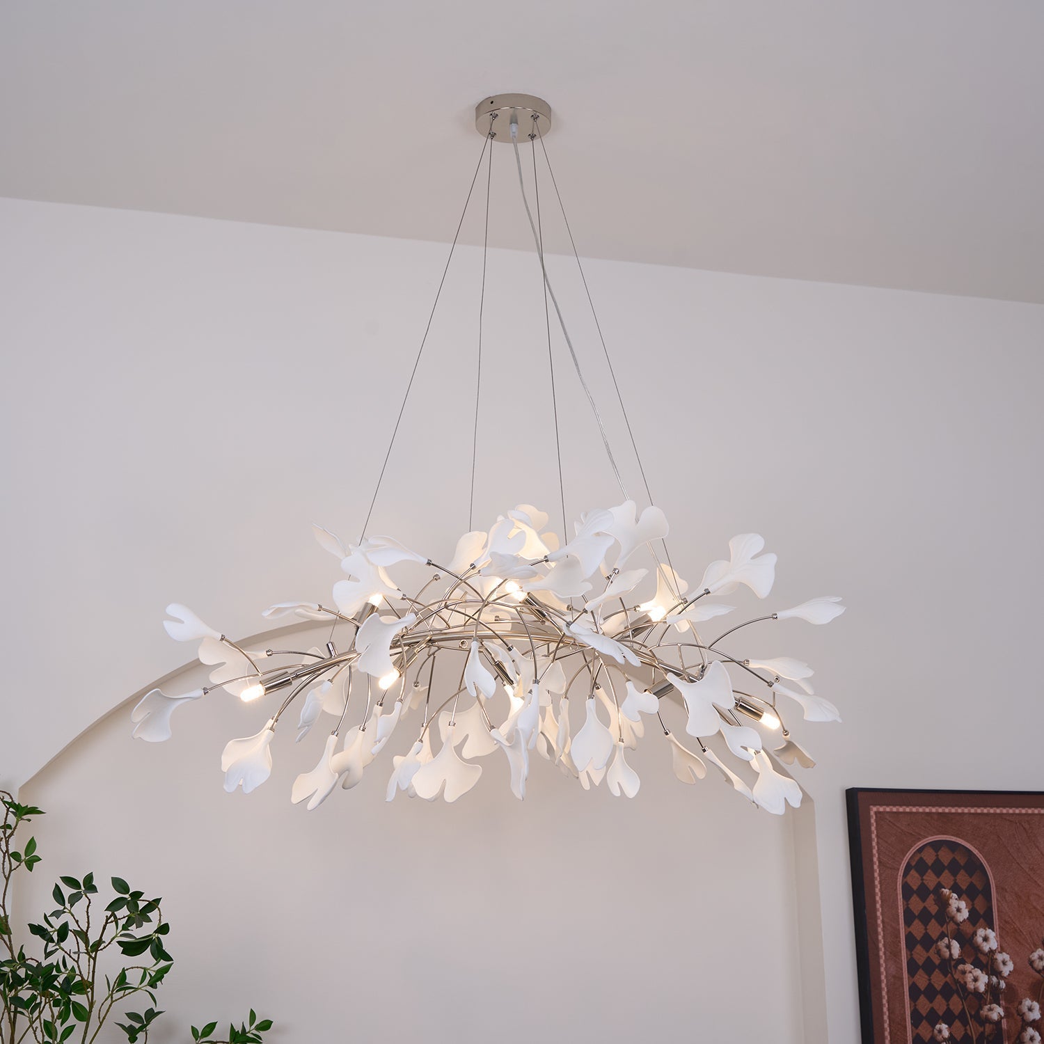 Arux Lustre Ginkgo Art Déco Courbé Vers le Bas
