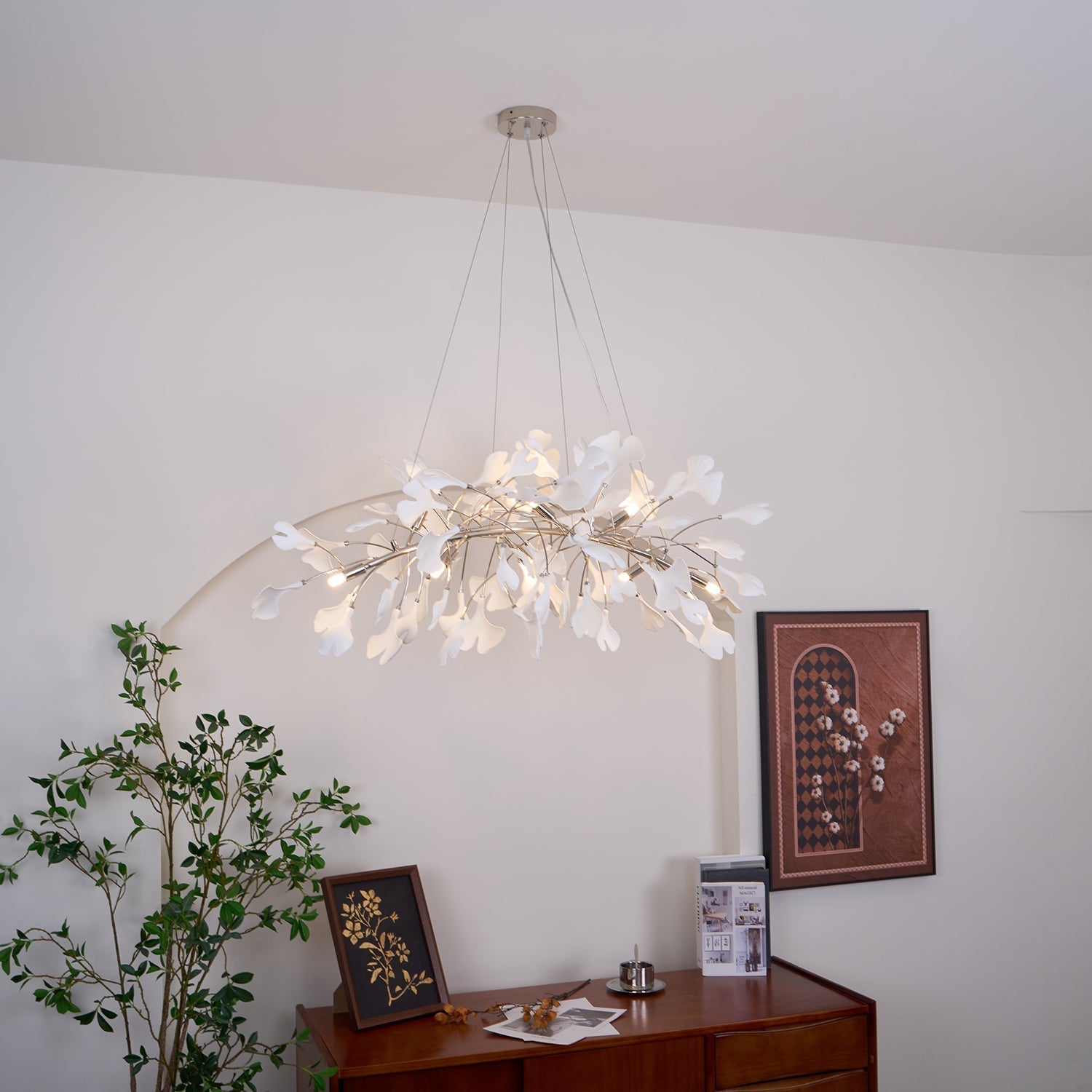 Arux Lustre Ginkgo Art Déco Courbé Vers le Bas