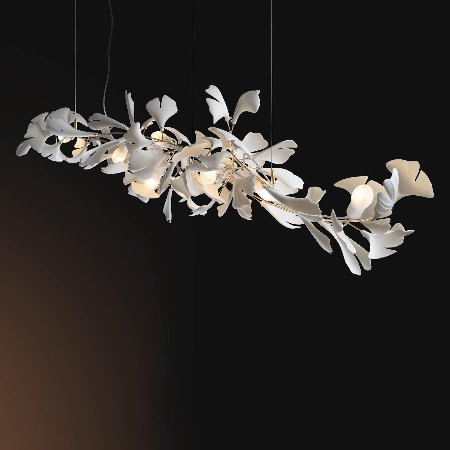Olivia Lustre en céramique en forme de branche avec feuille de gingko - Neutralighting