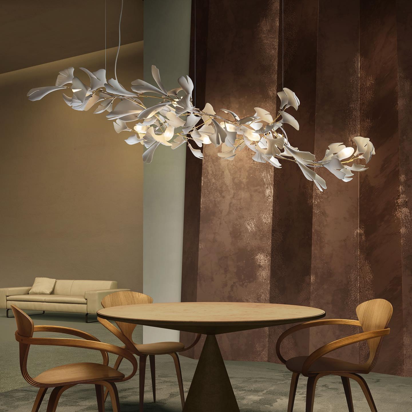 Olivia Lustre en céramique en forme de branche avec feuille de gingko - Neutralighting