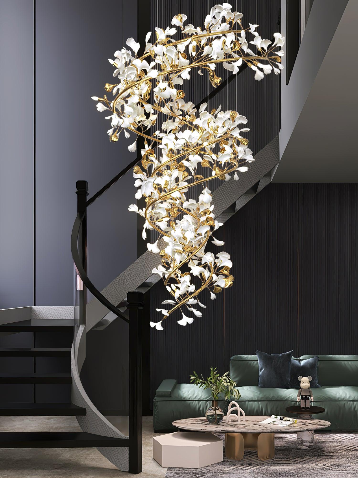 Eloria Lustre Cascade Florale Spirale Élégante - Neutralighting
