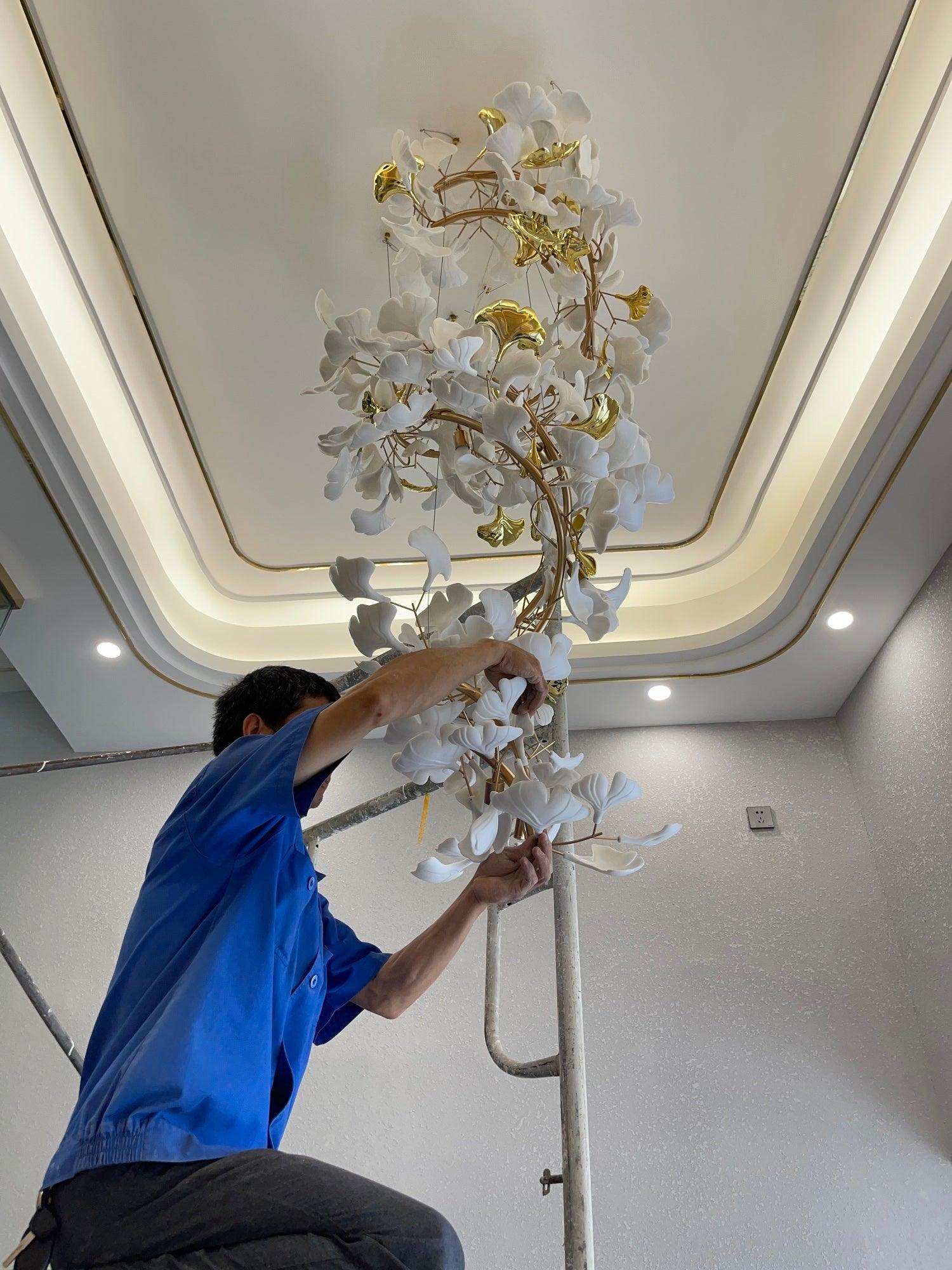 Eloria Lustre Cascade Florale Spirale Élégante - Neutralighting