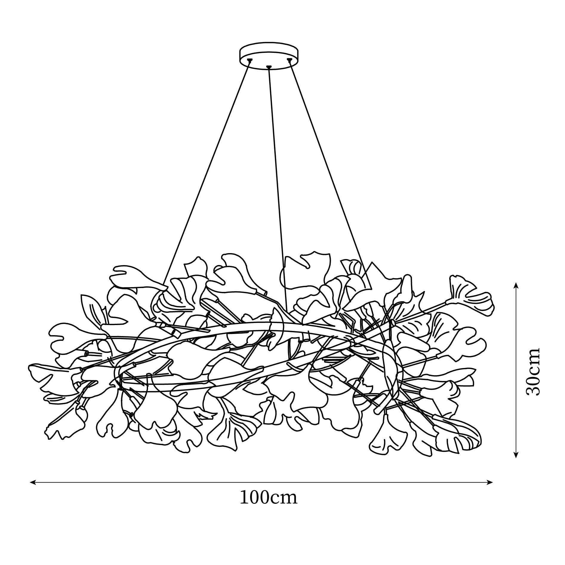 Ginkgo Chandelier White Ceramic Petals Gold Branches Art - Neutralighting