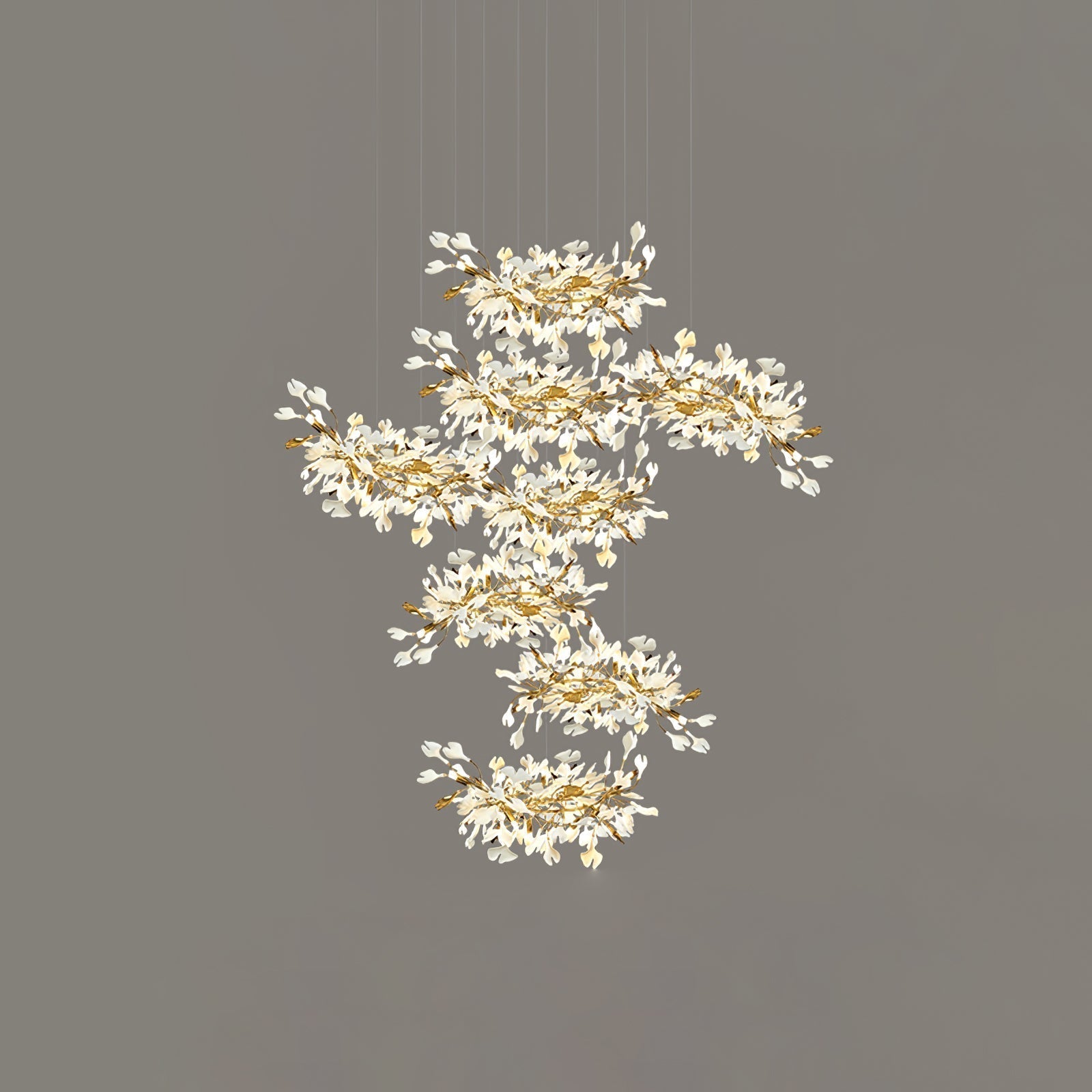 Eurzoris Gingko Metal Leaf Chandelier - Blowlighting