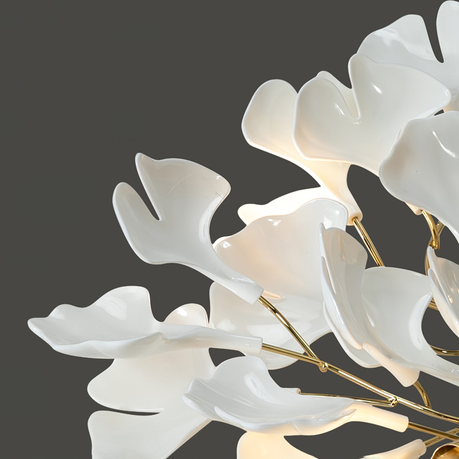 Ivmarel Lustre en céramique à longues branches de gingko - Neutralighting