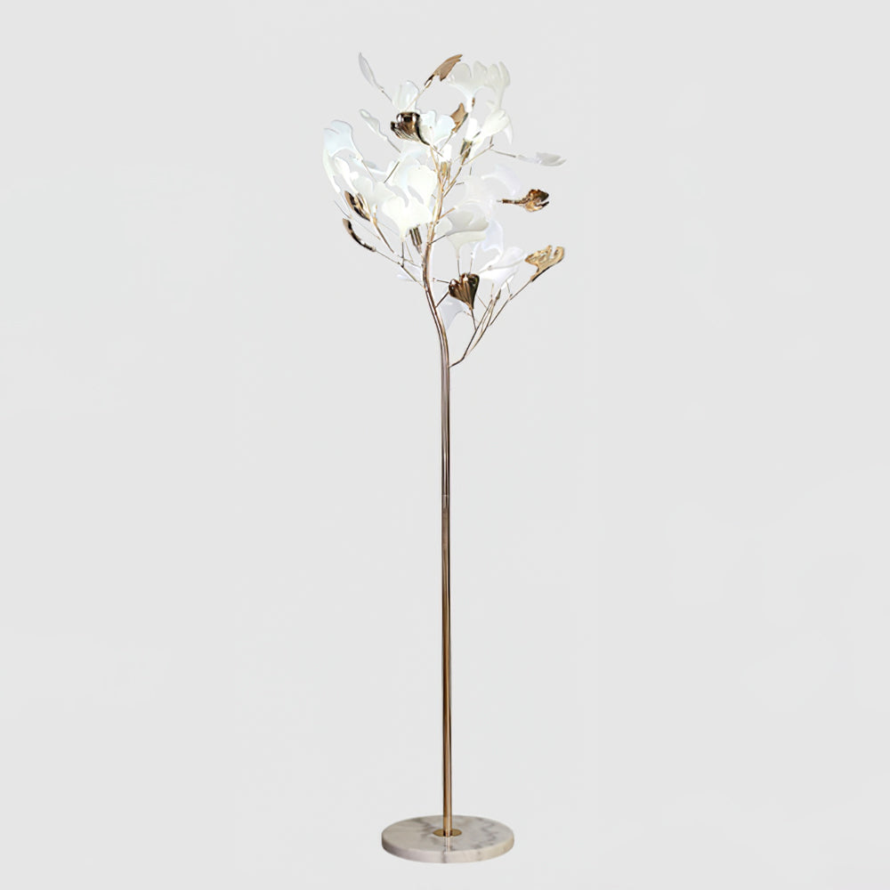 Ella Lampadaire en Céramique avec Feuilles de Ginkgo