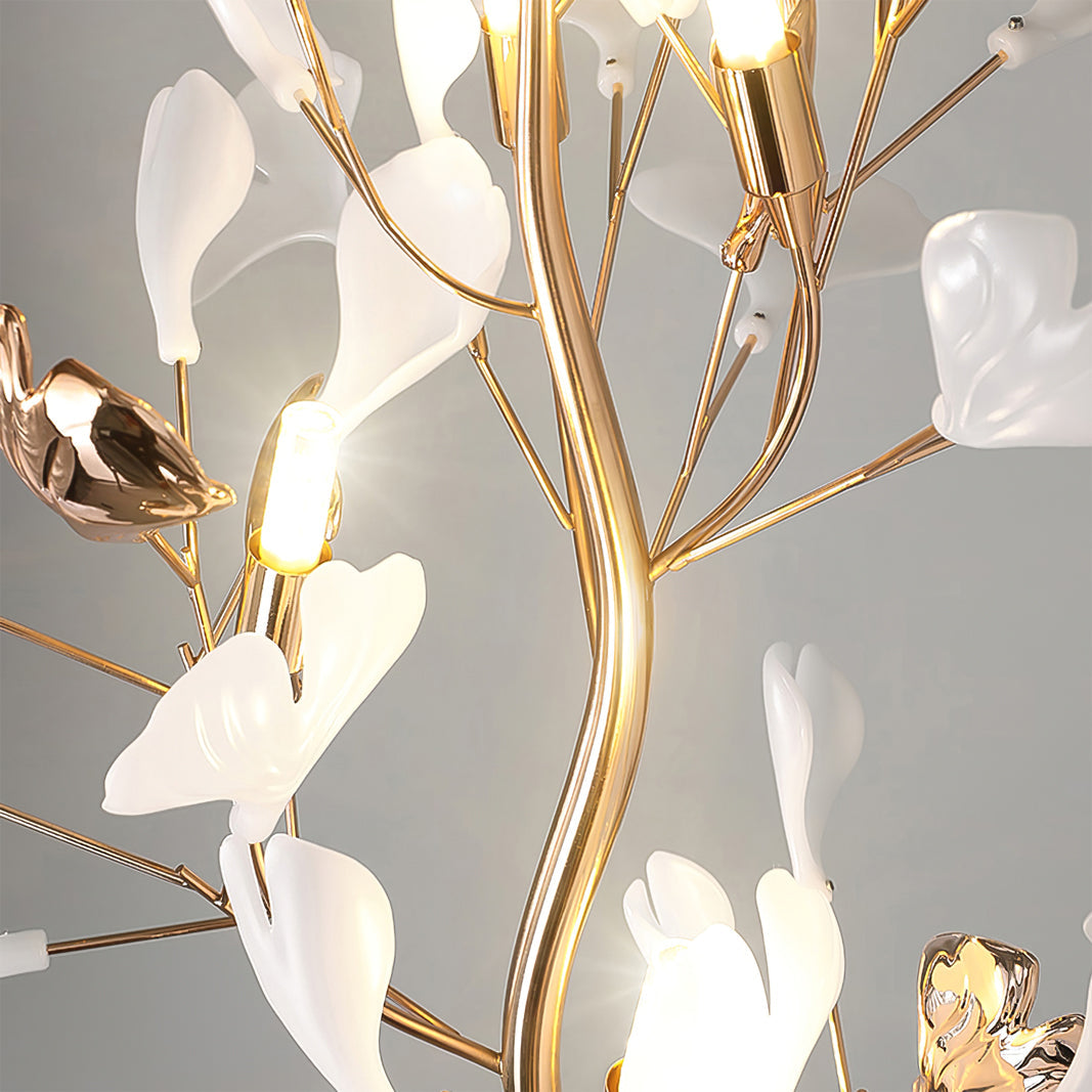 Ella Lampadaire en Céramique avec Feuilles de Ginkgo