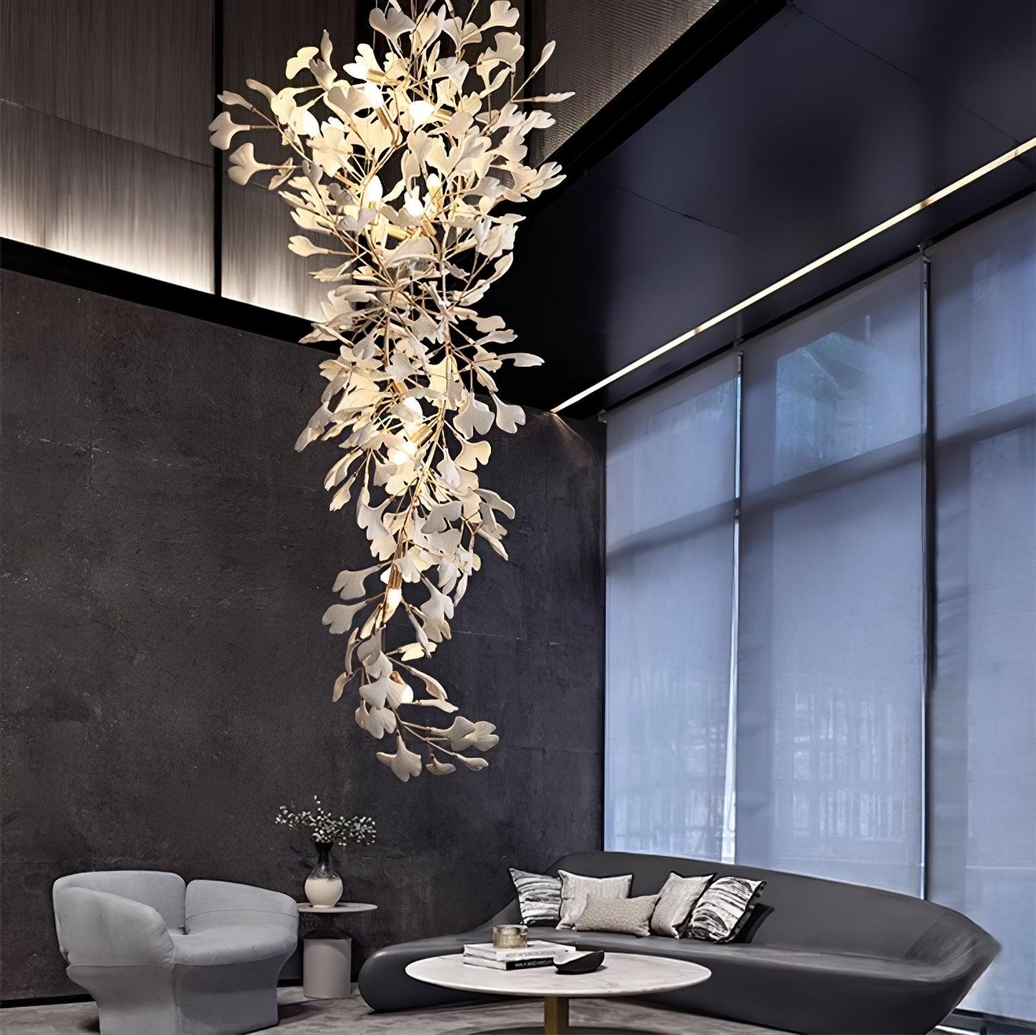 Ivmarel Lustre en céramique à longues branches de gingko - Neutralighting