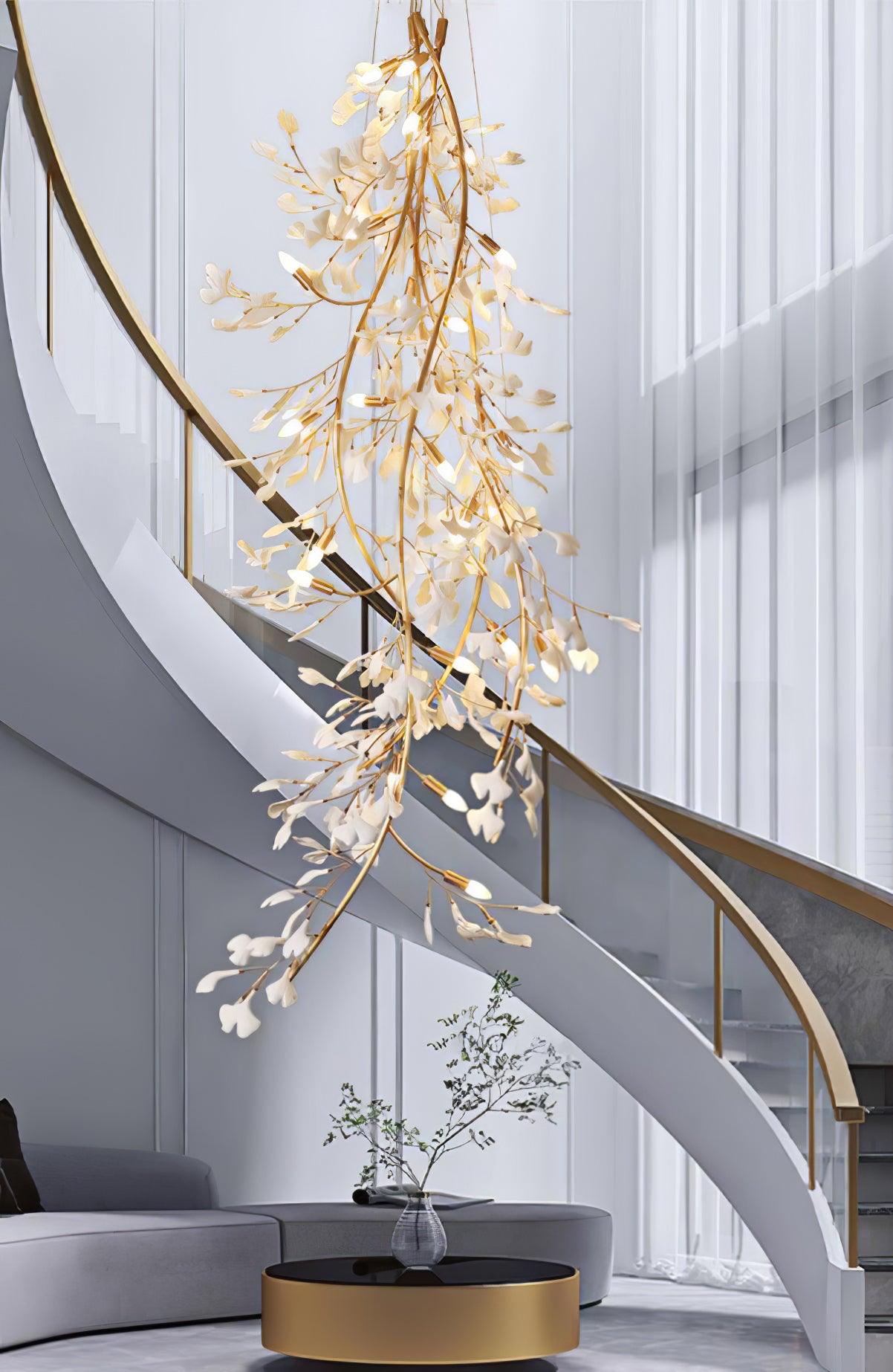 Ivmarel Lustre en céramique à longues branches de gingko - Neutralighting