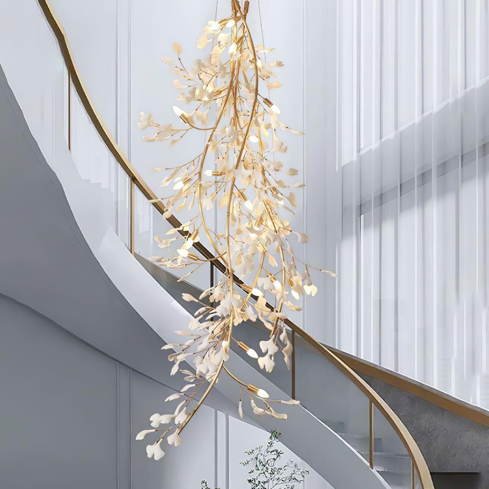 Ivmarel Lustre en céramique à longues branches de gingko - Neutralighting