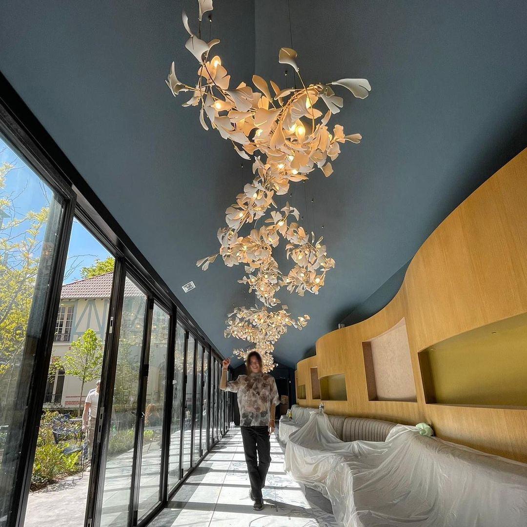 Ginkgo Lustre Rameau de Feuilles Organique Sculptural - Neutralighting