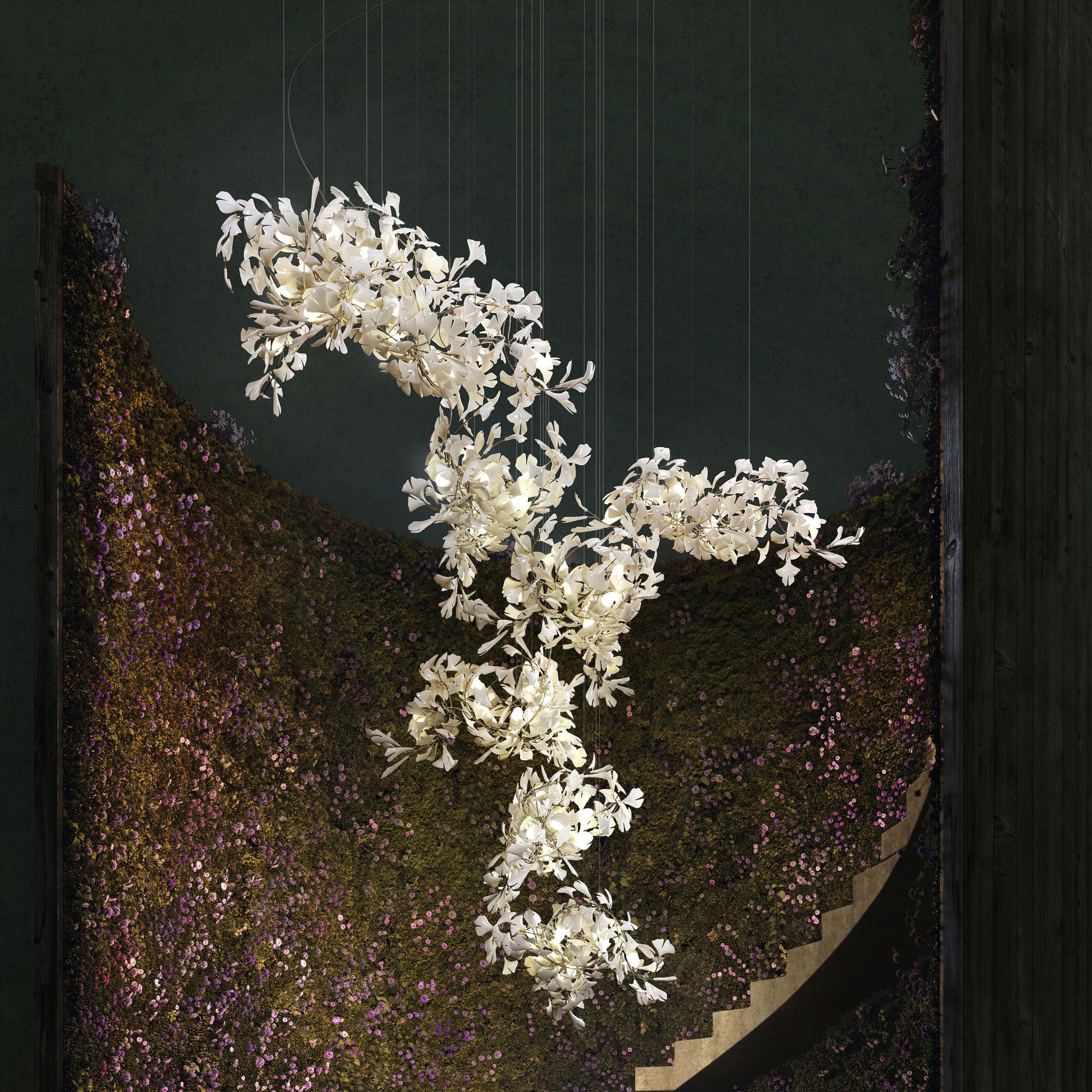 Gingko Lustre Feuille Forme Suspension Nature Inspiré - Neutralighting