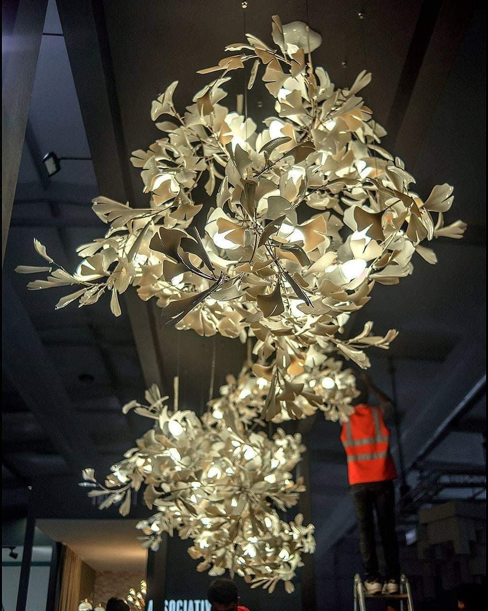 Gingko Lustre Feuille Forme Suspension Nature Inspiré - Neutralighting