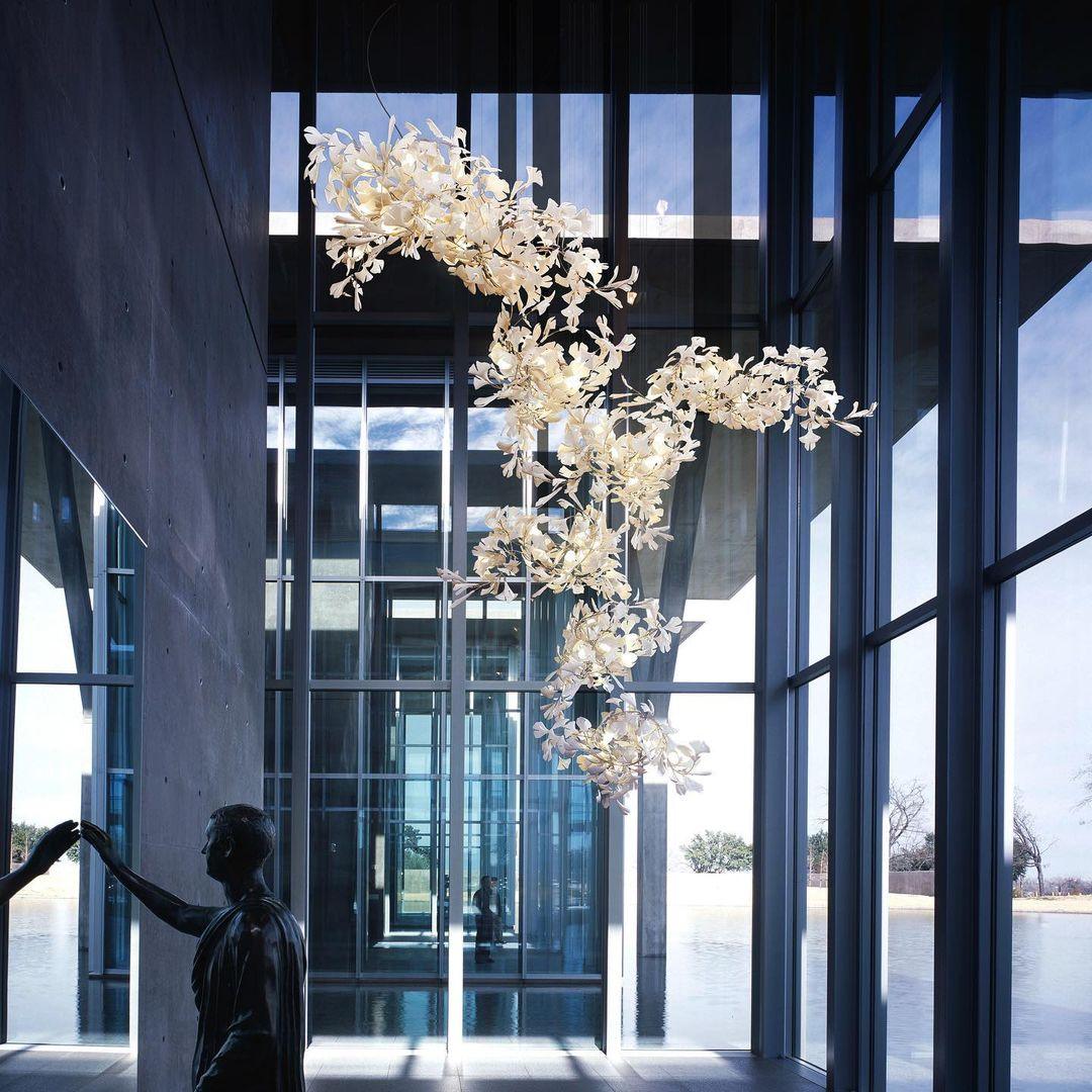 Ginkgo Lustre Rameau de Feuilles Organique Sculptural - Neutralighting