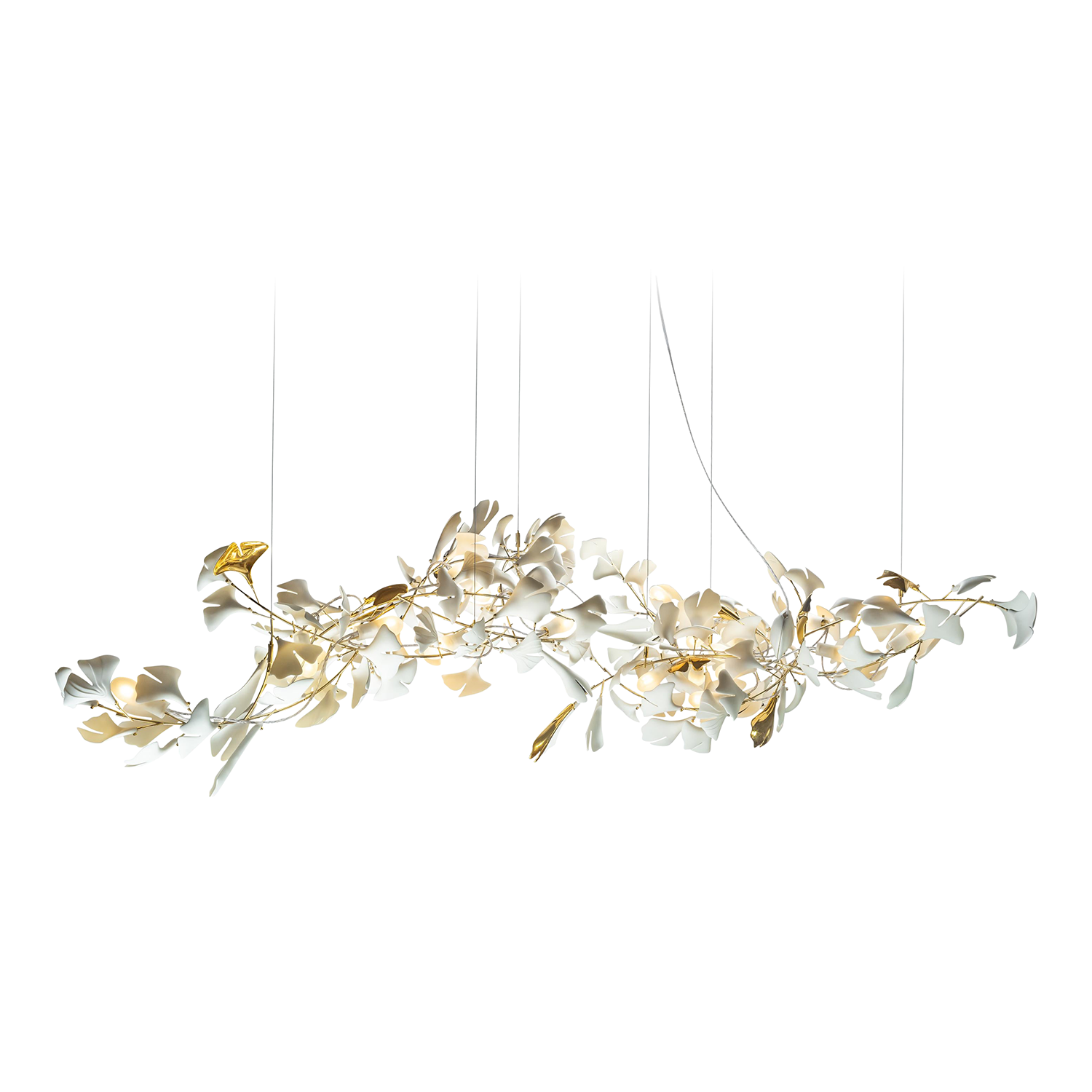 Olivia Lustre en céramique en forme de branche avec feuille de gingko - Neutralighting