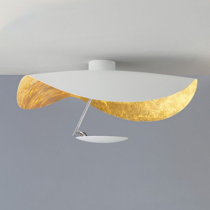 Solara Plafonnier Abat-jour Courbé et Intérieur Doré - Neutralighting