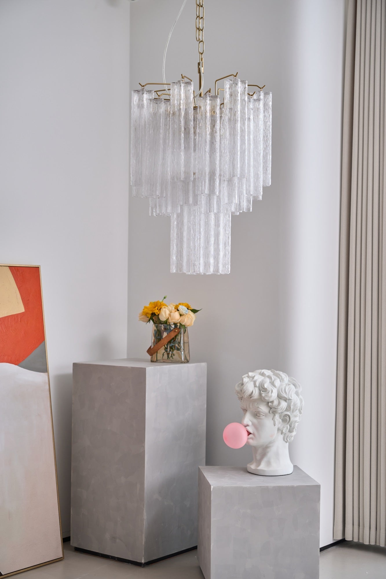 Aurora Chandelier Clear Murano Glass Tube Tiered Modern - Letslighting
