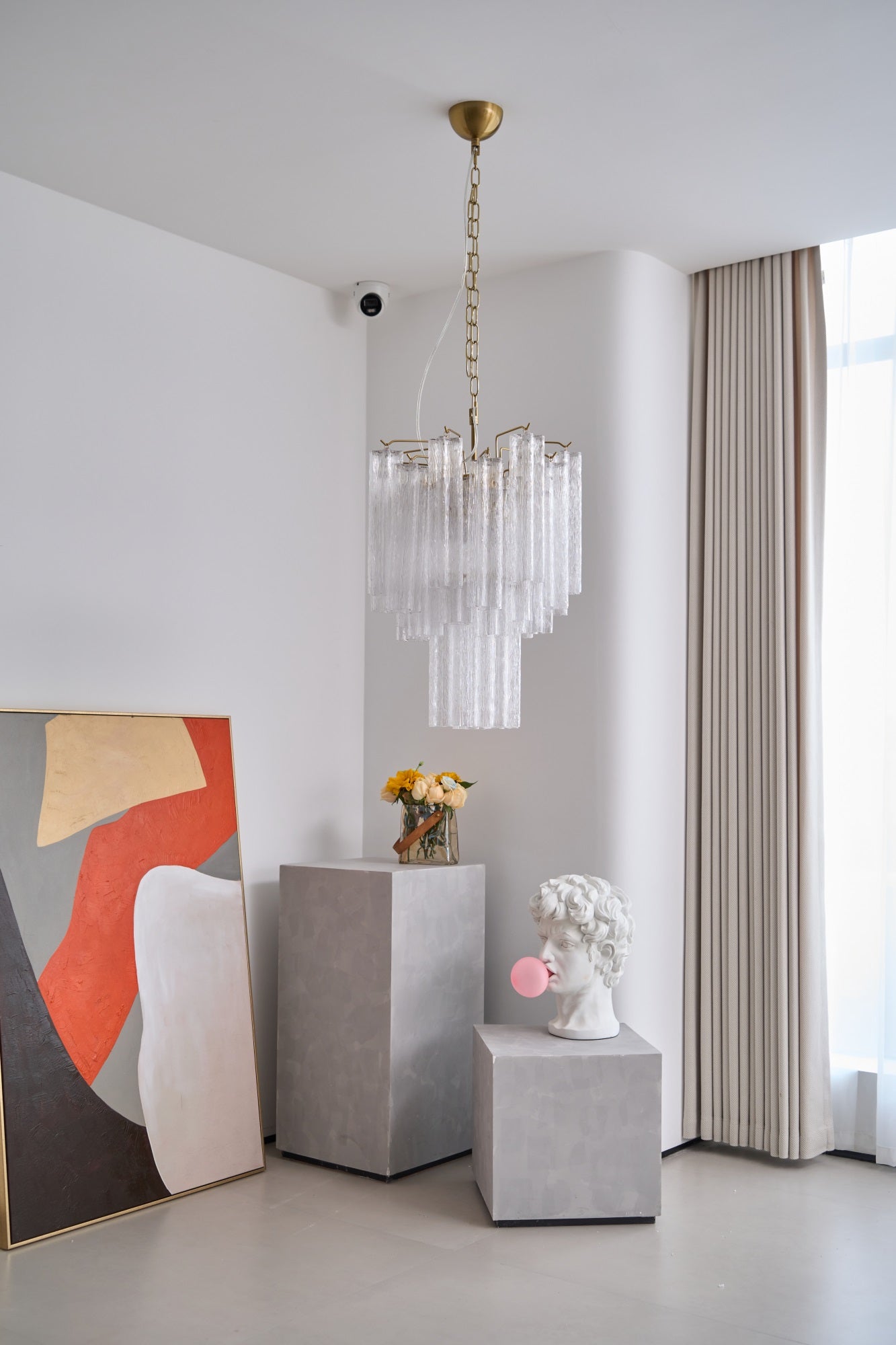 Aurora Chandelier Clear Murano Glass Tube Tiered Modern - Letslighting