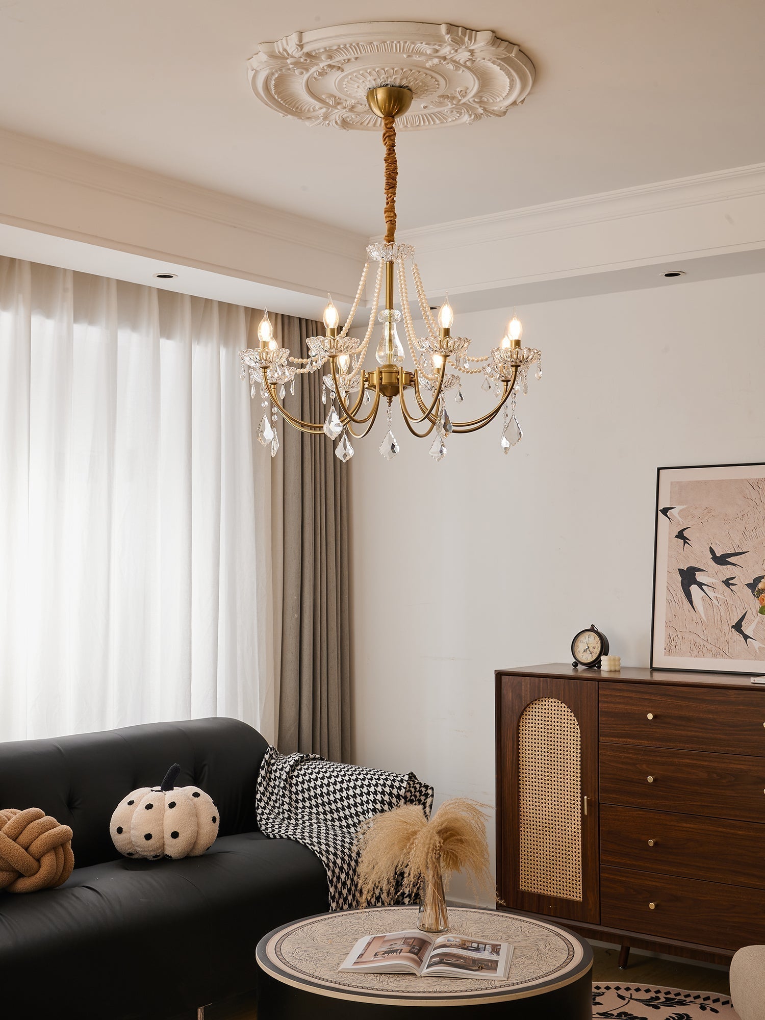 Cevaris Lustre Postmoderne de Luxe en Cristal et Perles - Neutralighting