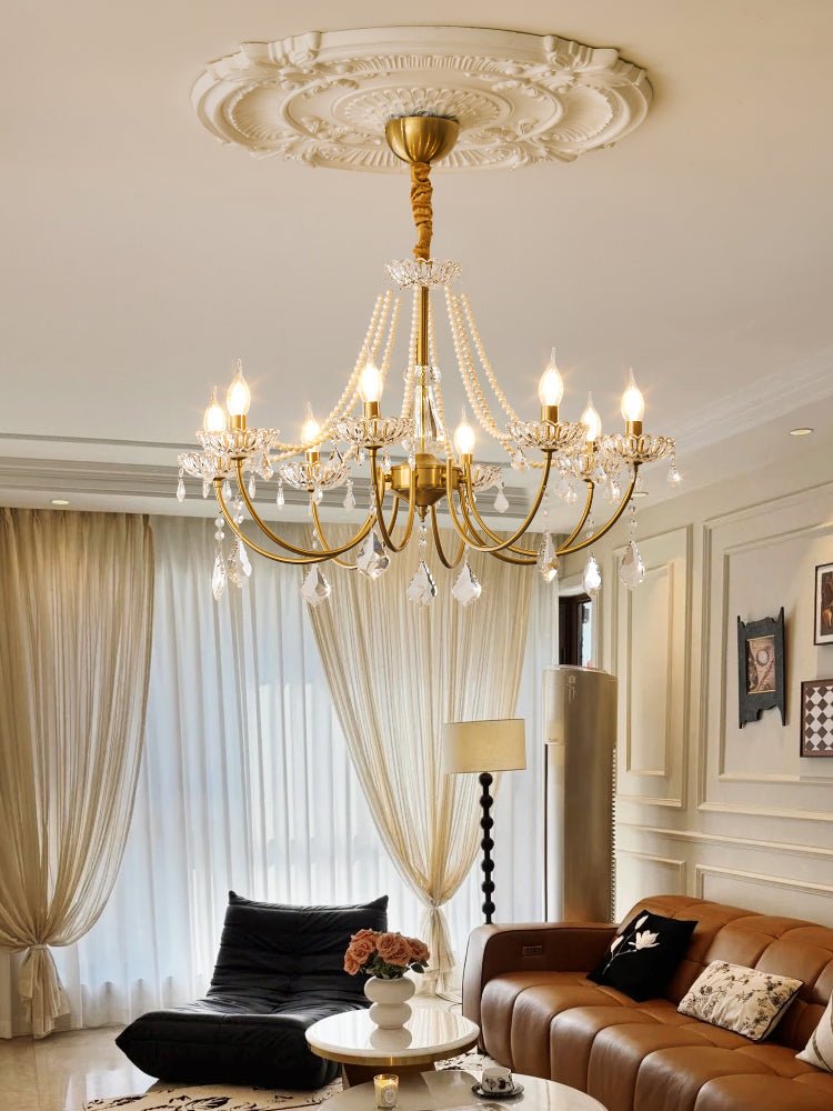 Cevaris Lustre Postmoderne de Luxe en Cristal et Perles - Neutralighting