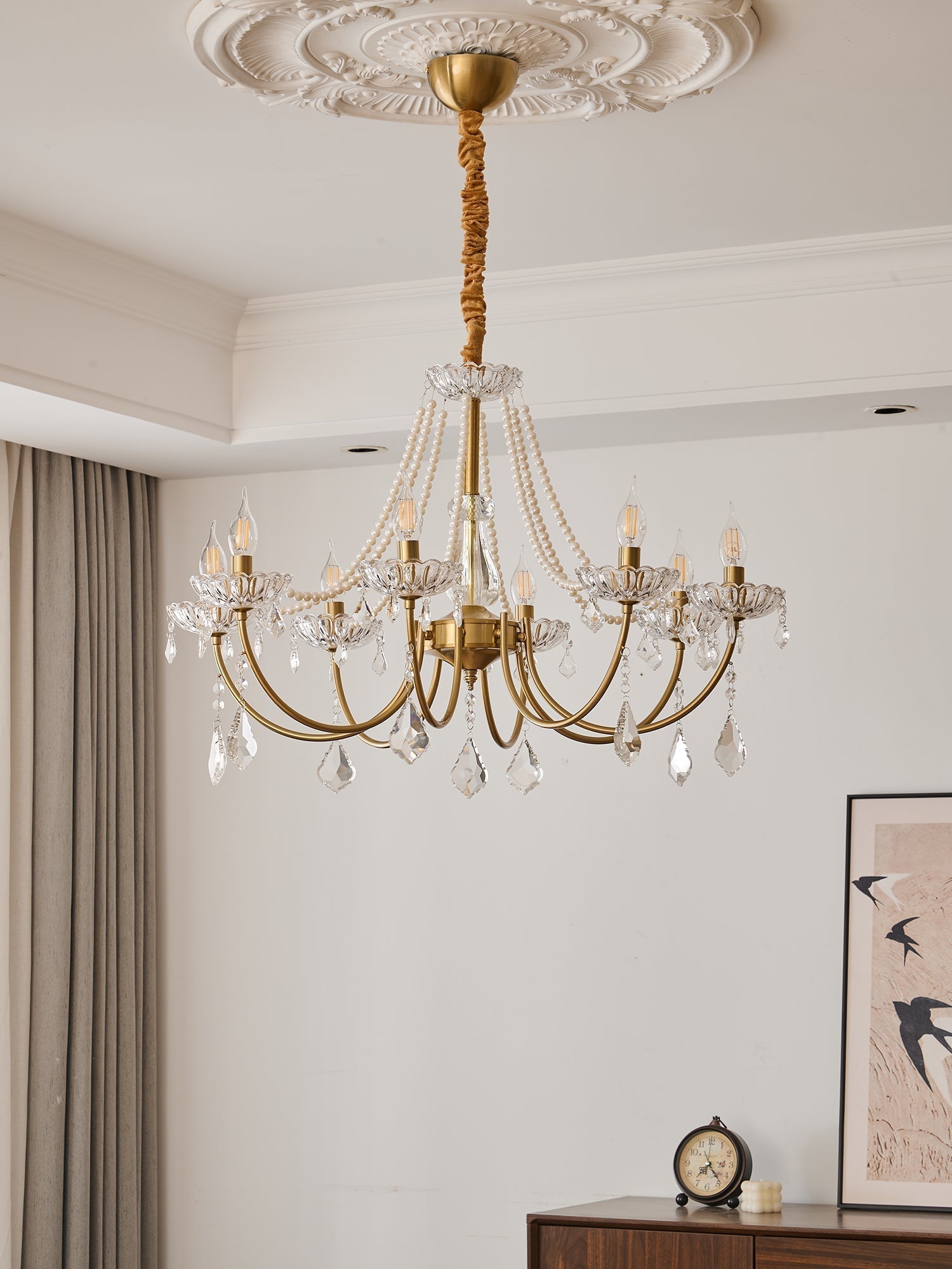 Cevaris Lustre Postmoderne de Luxe en Cristal et Perles - Neutralighting