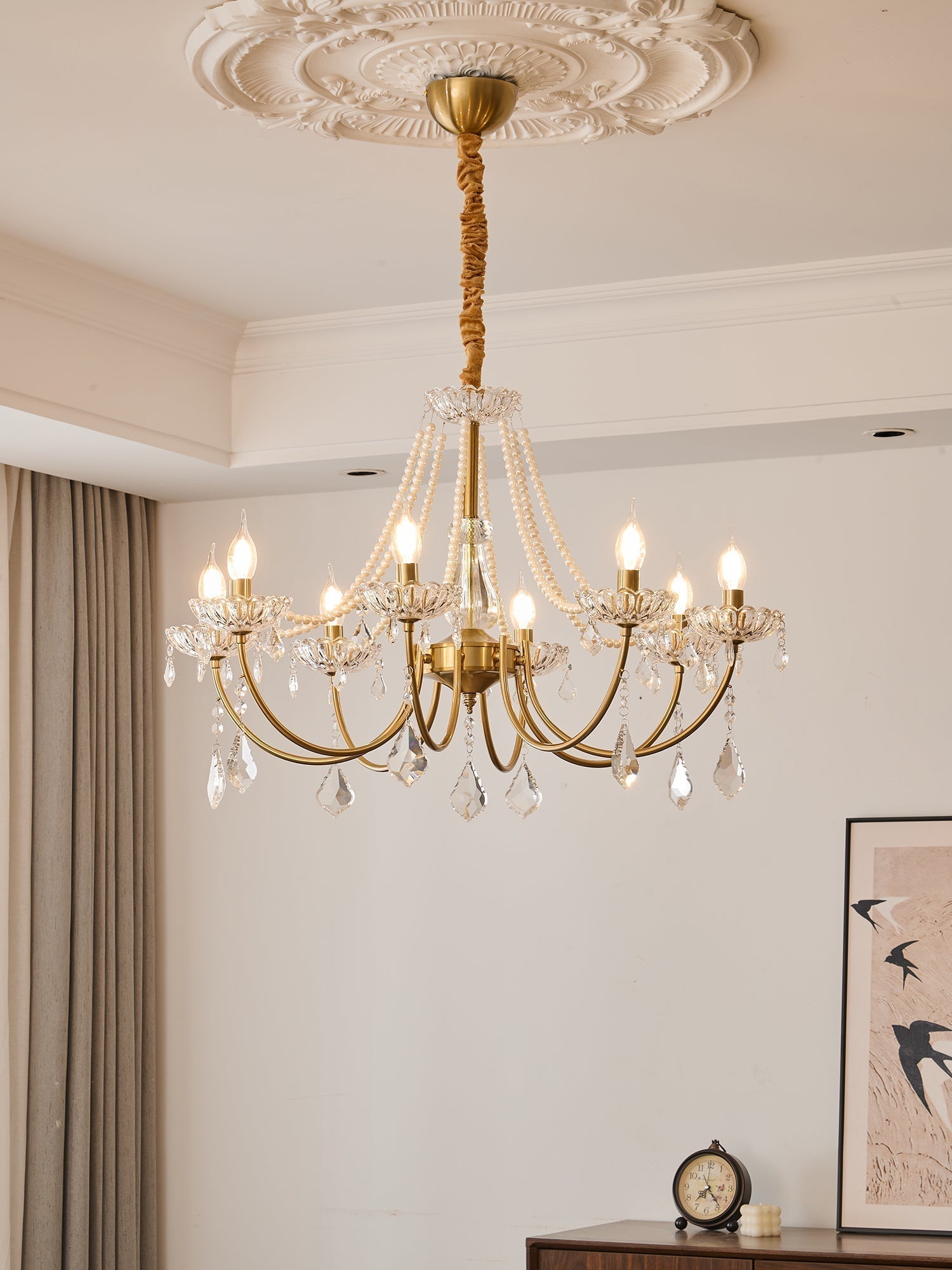 Cevaris Lustre Postmoderne de Luxe en Cristal et Perles - Neutralighting