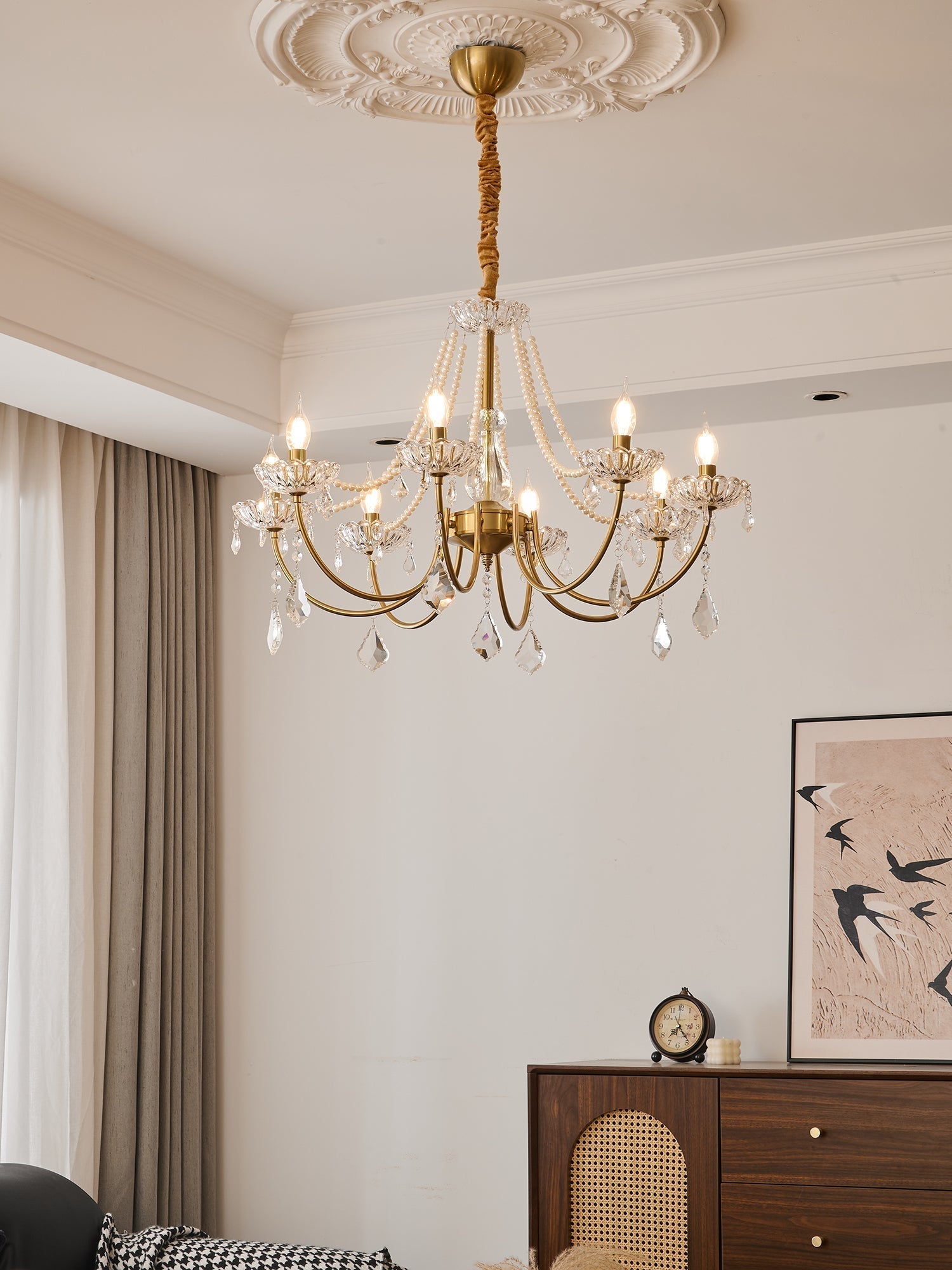 Cevaris Lustre Postmoderne de Luxe en Cristal et Perles - Neutralighting