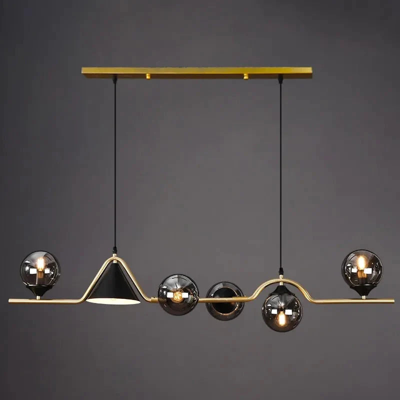 Ray Moderne LED Suspension Noir/Or Verre Salon/Chambre à Coucher - Neutralighting