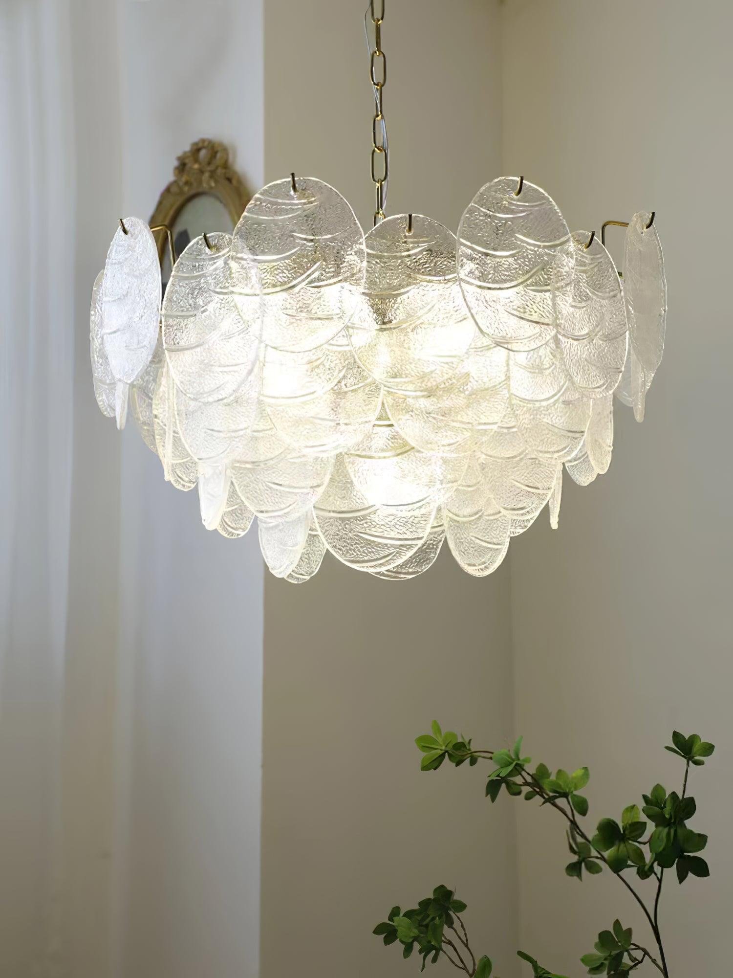 Lustra Chandelier Disque en Verre Doré - Neutralighting