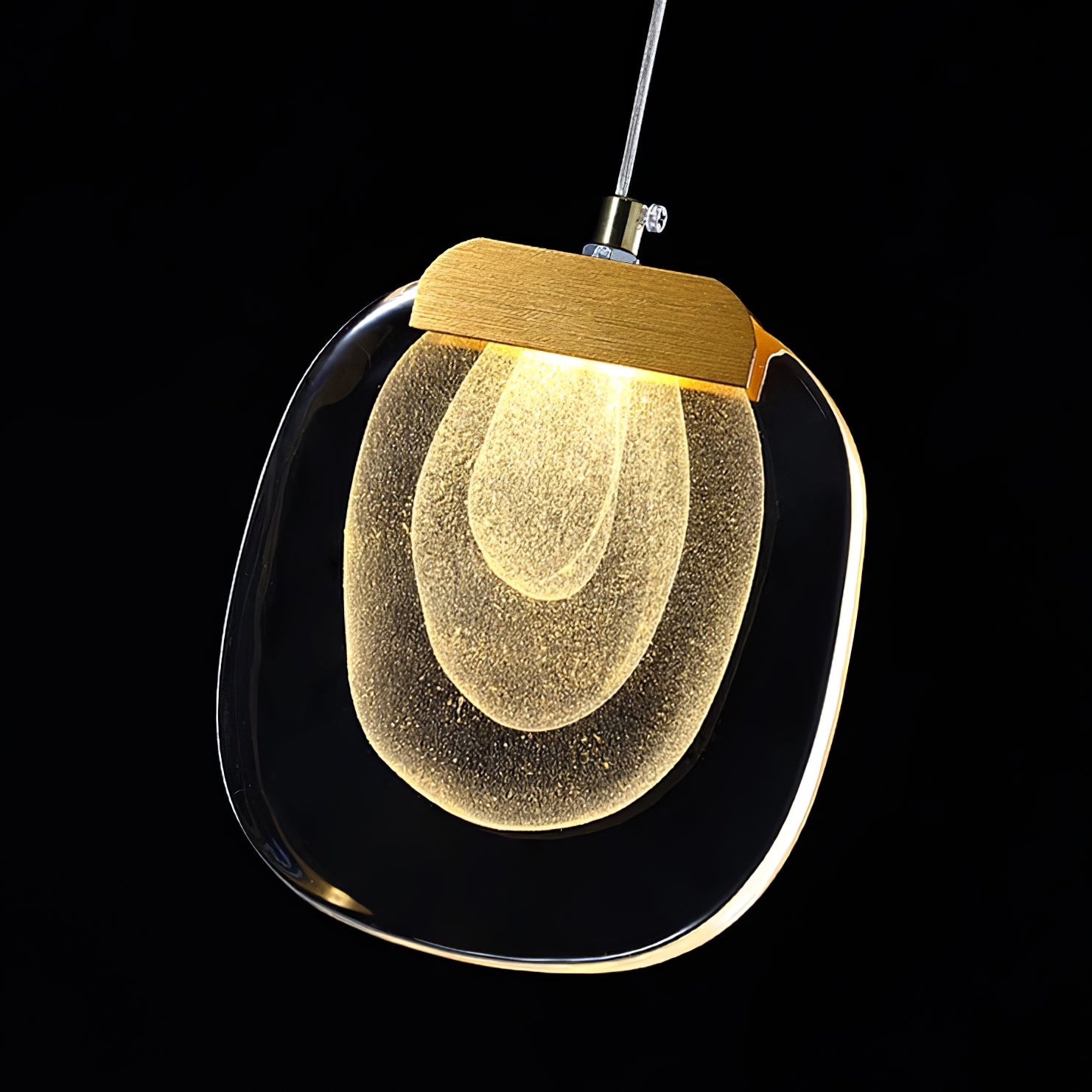 Virelli Lampe Pendante Abat-jour en Verre Ondulé Accent Doré Scandi LED - Neutralighting