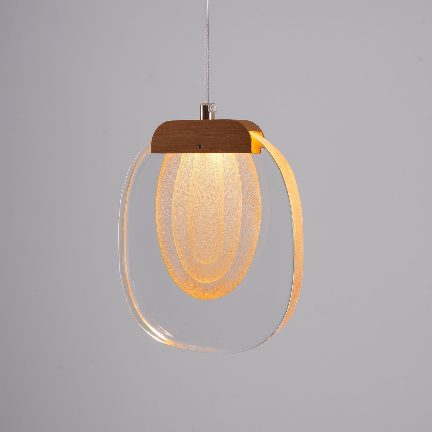 Virelli Lampe Pendante Abat-jour en Verre Ondulé Accent Doré Scandi LED - Neutralighting