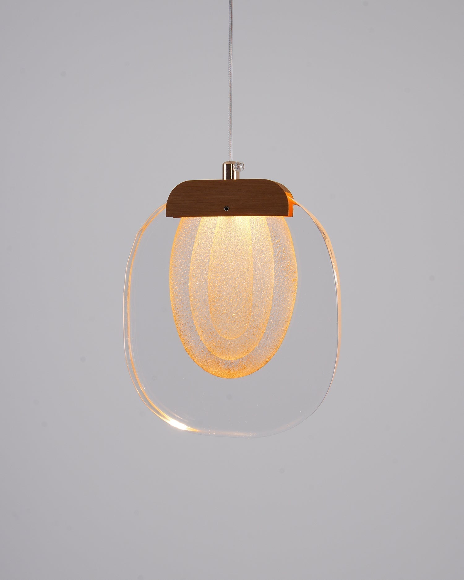 Virelli Lampe Pendante Abat-jour en Verre Ondulé Accent Doré Scandi LED - Neutralighting