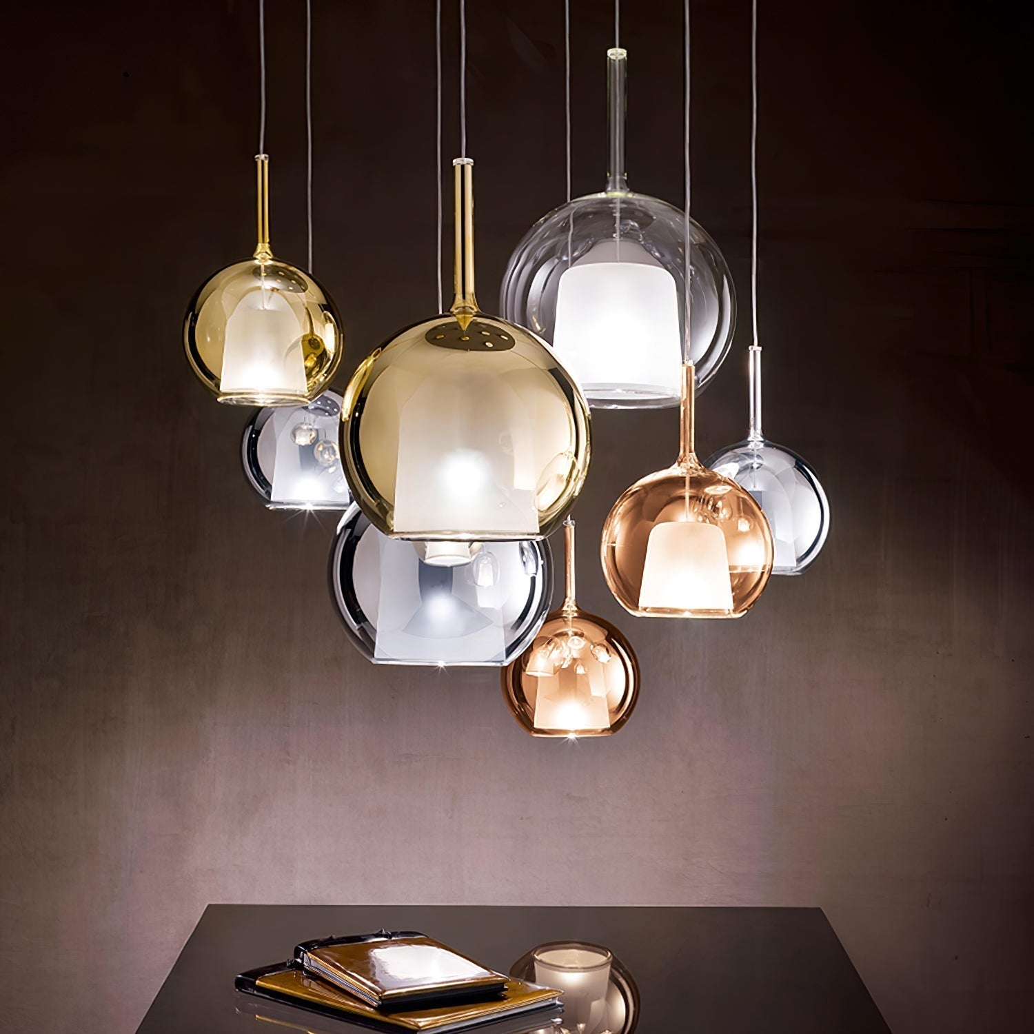 Lustra Suspension en Verre Fumé Rond - Neutralighting