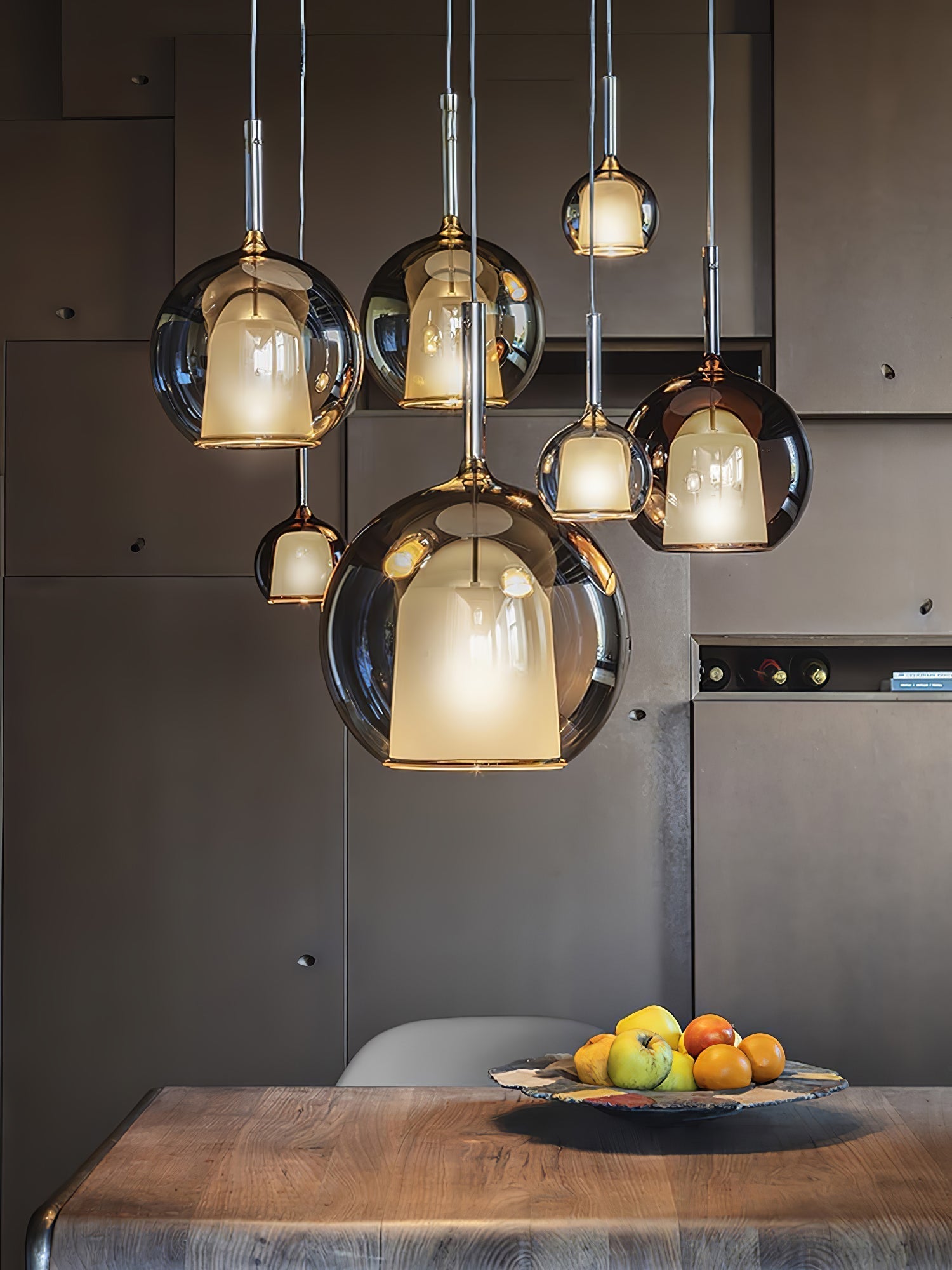 Lustra Suspension en Verre Fumé Rond - Neutralighting