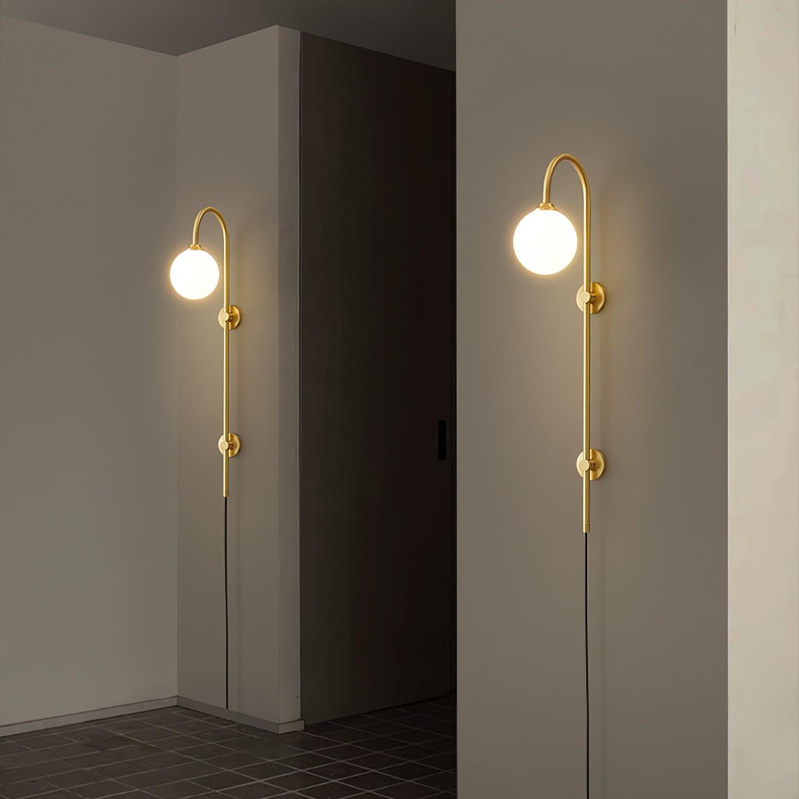 Evshaia Premium Elegance Globe Plug-in Brass Glass Sconce Wall lamp - Neutralighting