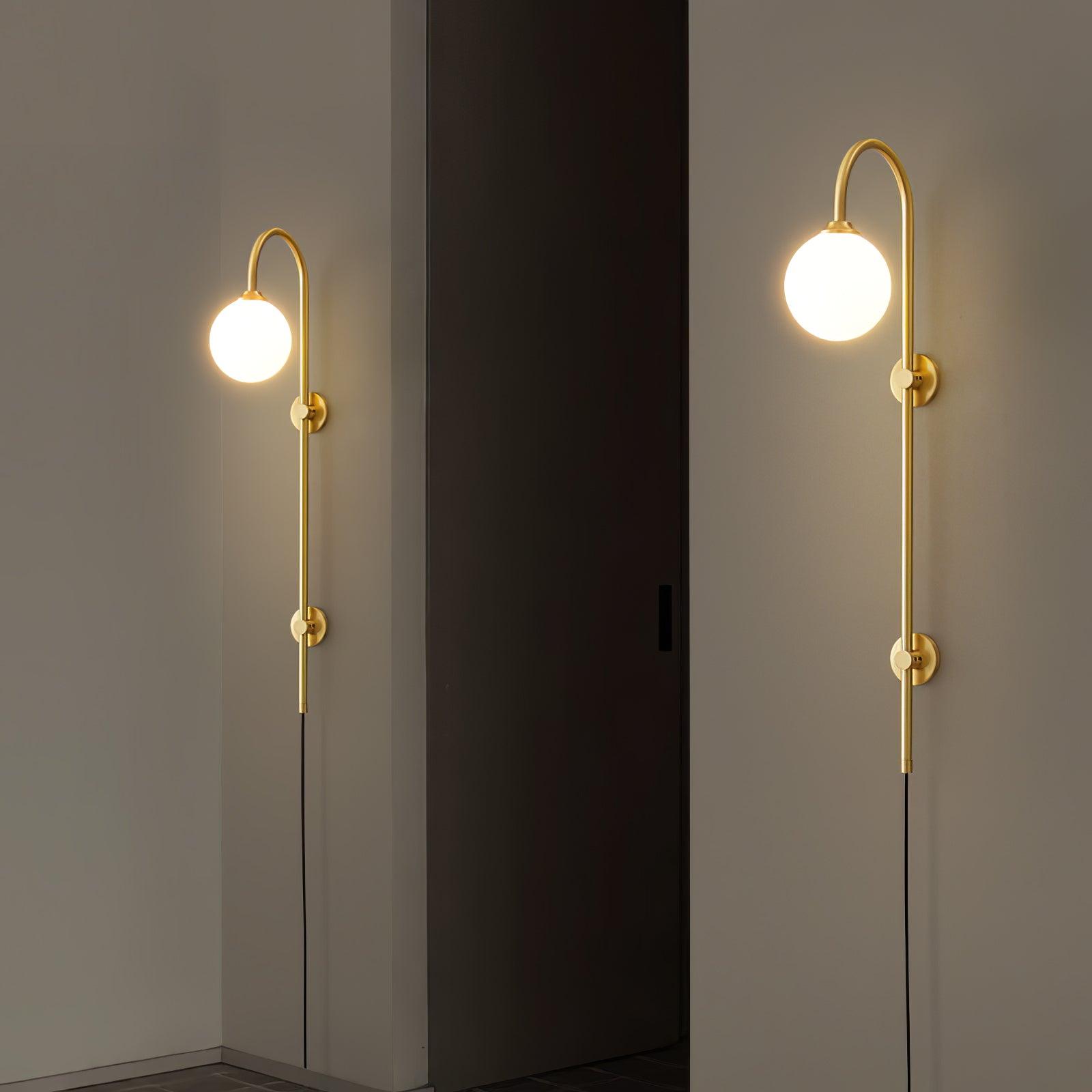 Evshaia Premium Elegance Globe Plug-in Brass Glass Sconce Wall lamp - Neutralighting