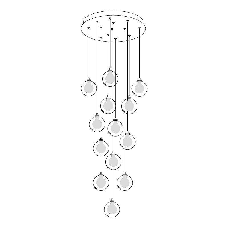 Verona Lustre Cluster Globe Transparent Escaliers - Neutralighting