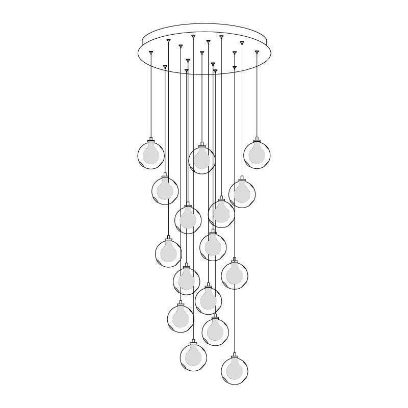 Verona Lustre Cluster Globe Transparent Escaliers - Neutralighting