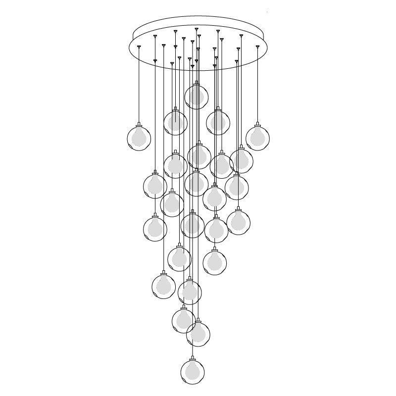 Verona Lustre Cluster Globe Transparent Escaliers - Neutralighting