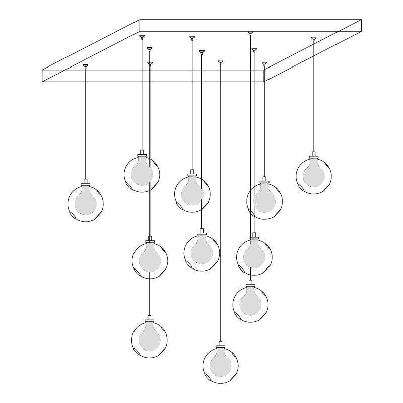 Verona Lustre Cluster Globe Transparent Escaliers - Neutralighting